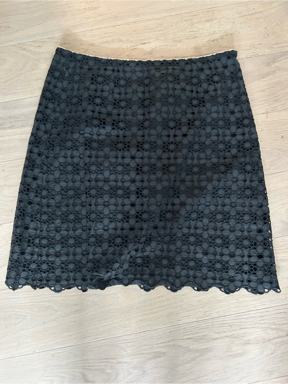 J. Crew Black Floral Lace Pencil Skirt